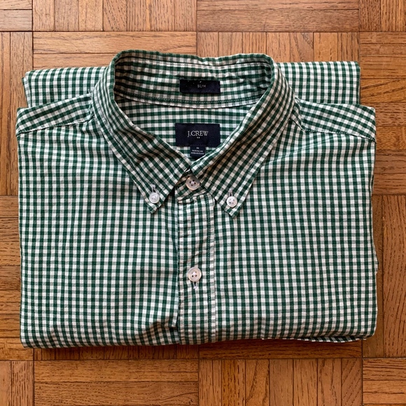 J. Crew Other - J. Crew Slim Fit Green White Gingham Shirt, M